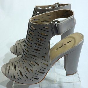 Karl Lagerfeld "Rennes" Taupe Laser Cut Leather Sandals in Size 8